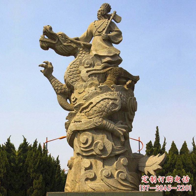 龙岩颛顼砂岩石雕像传承古代历史人物雕塑之美