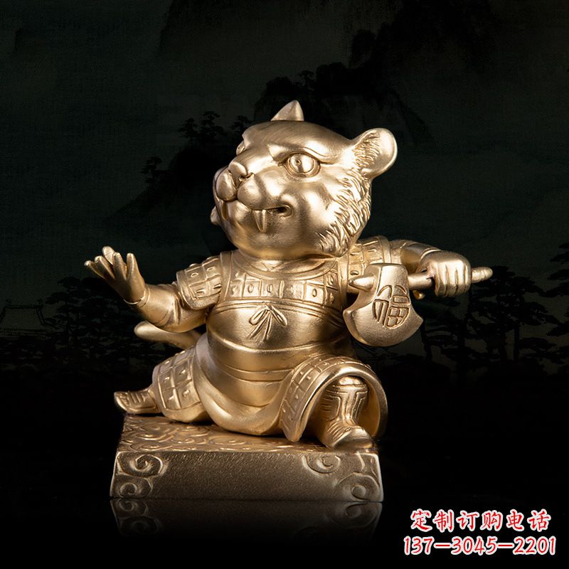 龙岩12生肖动物之福虎纯铜雕塑摆件