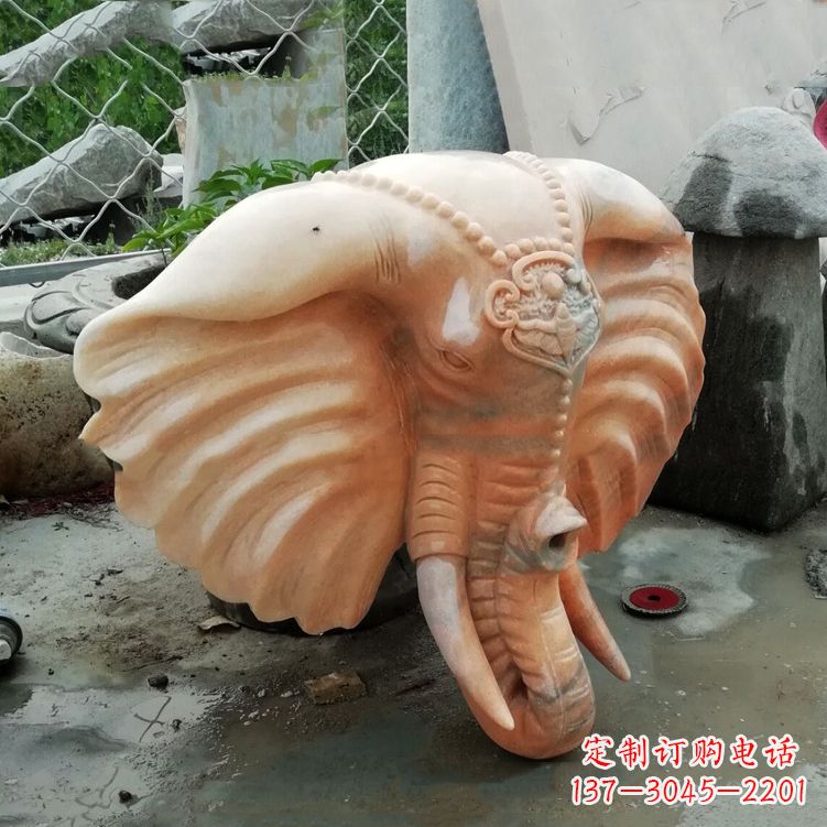 龙岩壁挂喷水大象头雕塑