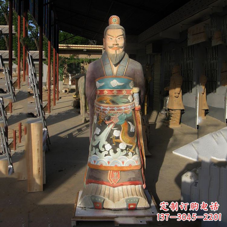 龙岩秦始皇玻璃钢彩绘塑像