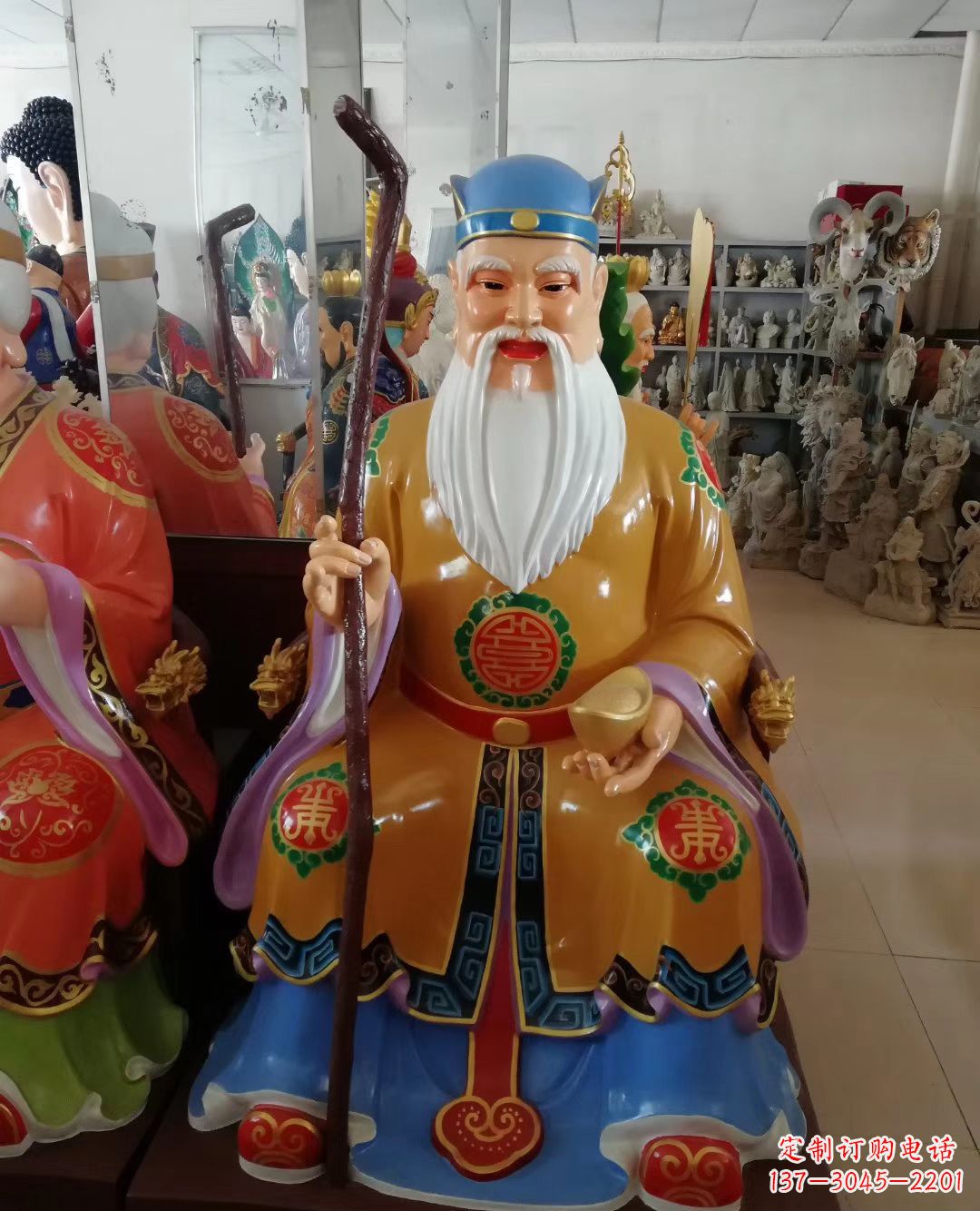龙岩玻璃钢彩绘土地公神像精美的艺术品