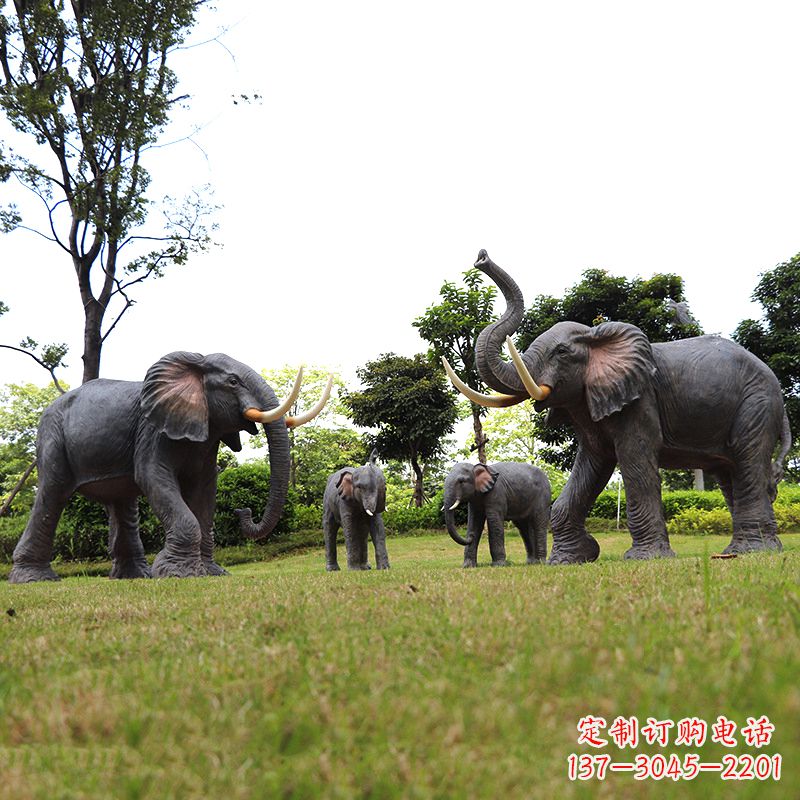 龙岩玻璃钢大象雕塑传承古老文化,点缀园林景观