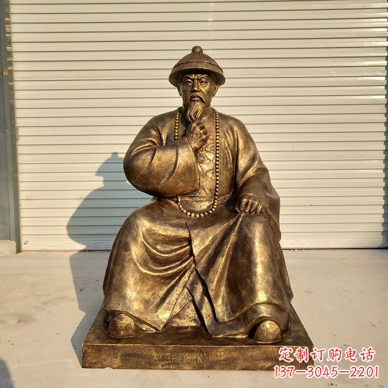 龙岩玻璃钢仿铜林则徐坐姿雕像