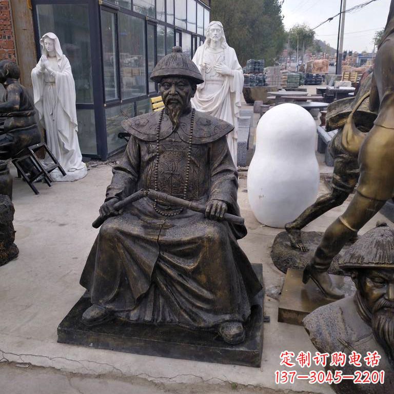 龙岩玻璃钢仿铜林则徐坐姿像