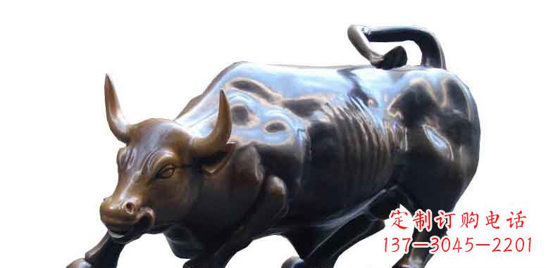 龙岩玻璃钢仿铜牛公园动物雕塑_2