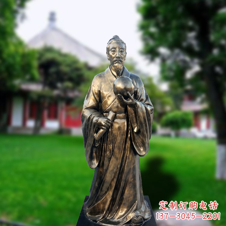 龙岩玻璃钢仿铜张衡塑像-中国东汉时期著名天文学家