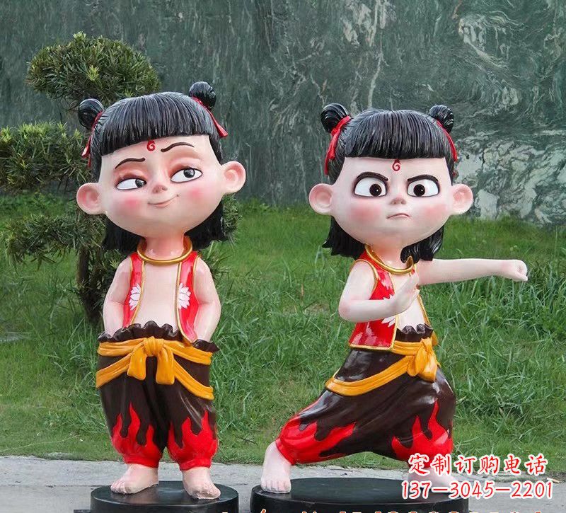 龙岩玻璃钢卡通哪吒人物雕塑