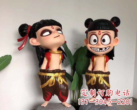 龙岩玻璃钢卡通哪吒雕塑