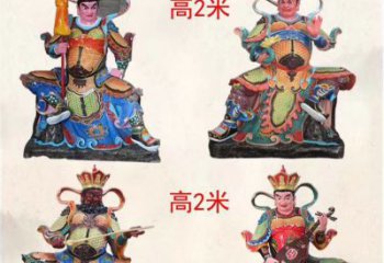 龙岩玻璃钢彩绘四大天王雕塑宏伟壮观的艺术珍品