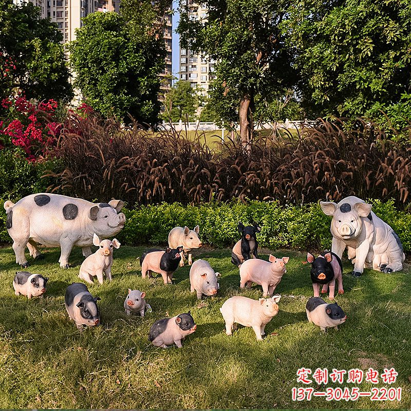 龙岩玻璃钢树脂仿真猪雕塑-公园农家院仿真动物雕塑摆件