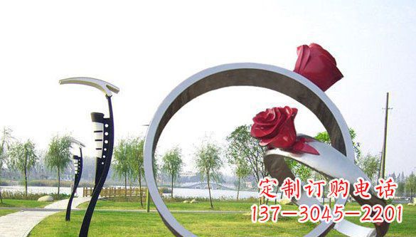 龙岩不锈钢爱情戒指雕塑