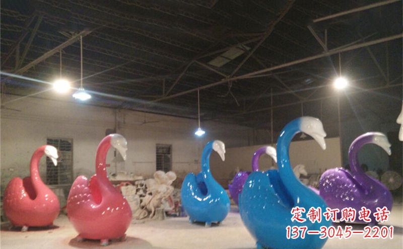 龙岩不锈钢彩色天鹅动物雕塑