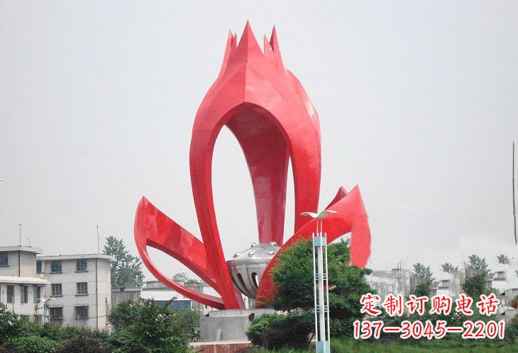 龙岩不锈钢城市抽象莲花和莲蓬雕塑