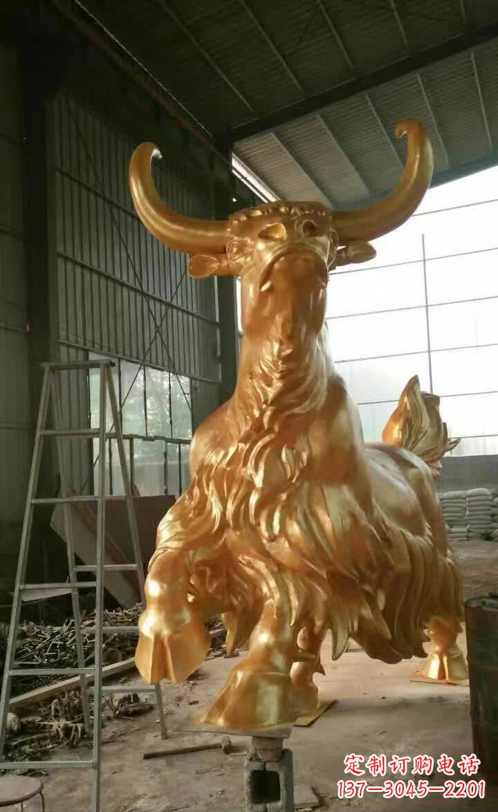 龙岩不锈钢城市钛金牦牛雕塑