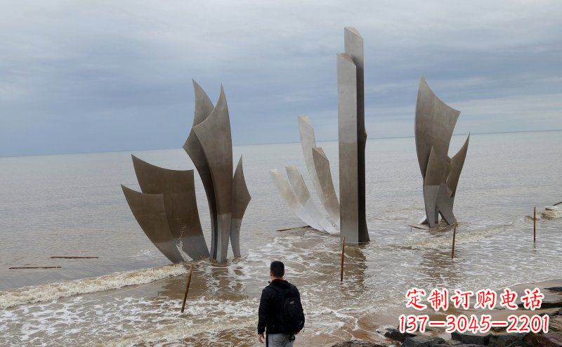 龙岩不锈钢抽象船帆海边景观雕塑