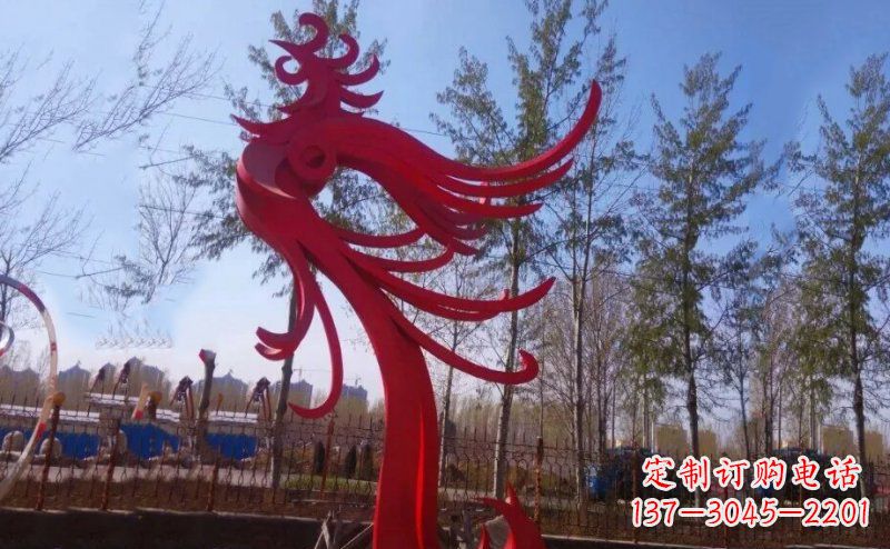 龙岩不锈钢抽象凤凰雕塑 (2)