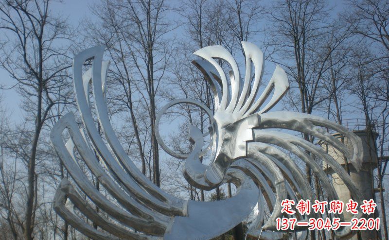 龙岩不锈钢抽象凤凰雕塑 (4)