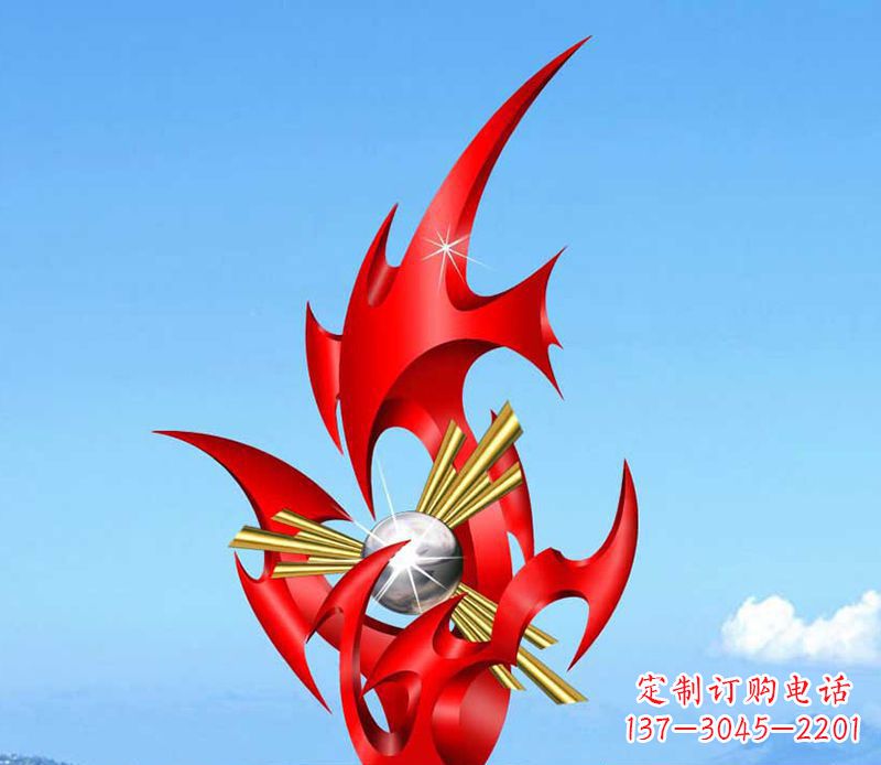 龙岩不锈钢抽象火苗雕塑 (2)