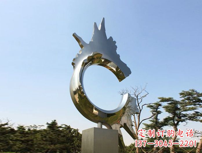 龙岩不锈钢抽象龙头雕塑
