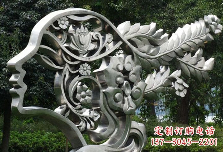 龙岩不锈钢抽象美女轮廓雕塑