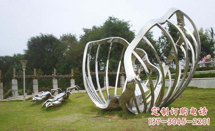 龙岩不锈钢抽象螃蟹贝壳雕塑