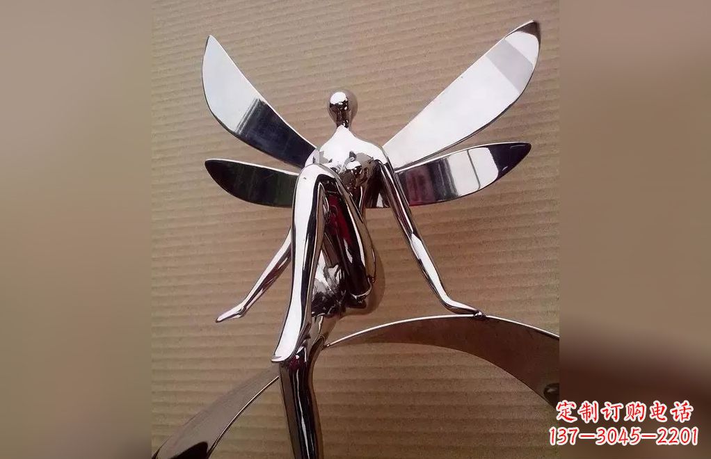 龙岩不锈钢抽象天使人物雕塑