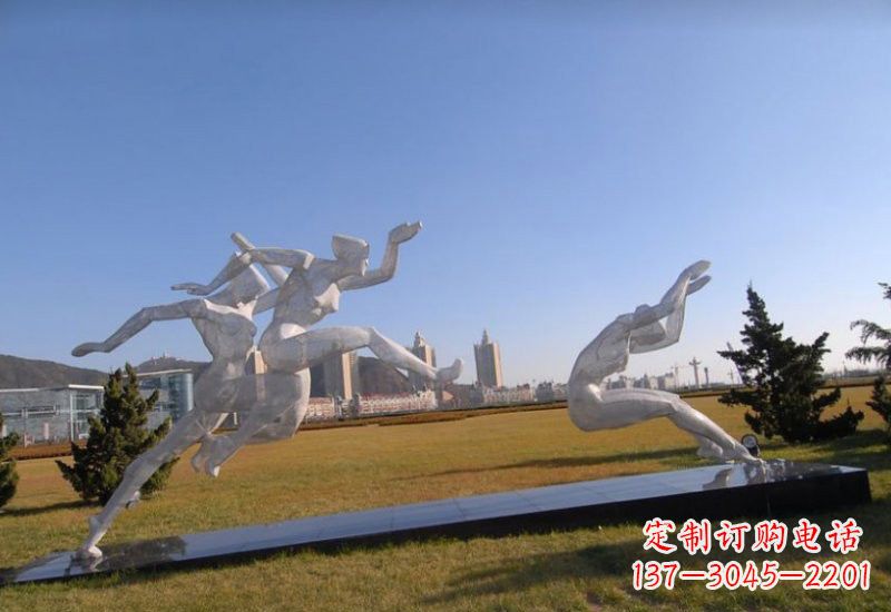 龙岩不锈钢抽象跳远的运动员雕塑