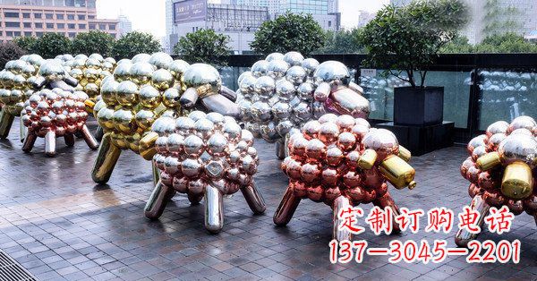 龙岩不锈钢抽象小羊肖恩动物广场雕塑