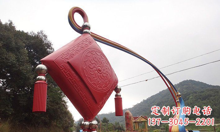 龙岩不锈钢抽象中国结拱门雕塑