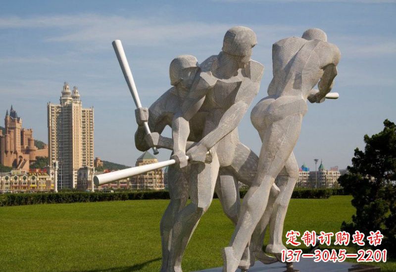 龙岩不锈钢打棒球人物雕塑2