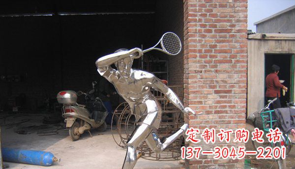 龙岩不锈钢打羽毛球雕塑 (2)