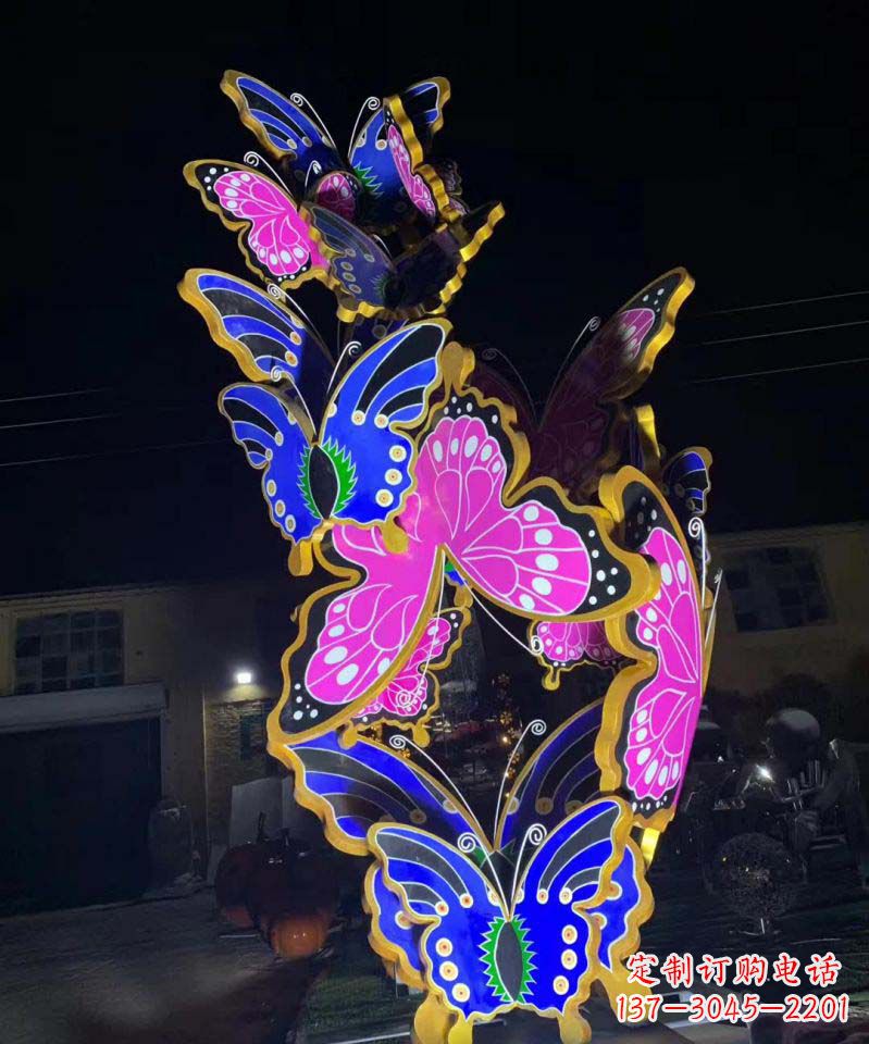 龙岩不锈钢灯饰彩绘蝴蝶雕塑