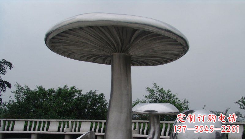 龙岩不锈钢仿真蘑菇凉亭公园景观雕塑