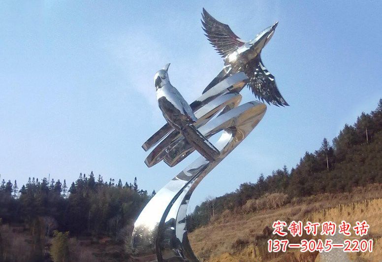 龙岩不锈钢公园动物鸟雕塑