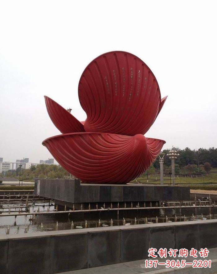 龙岩不锈钢贝壳喷泉雕塑——海洋之美无限