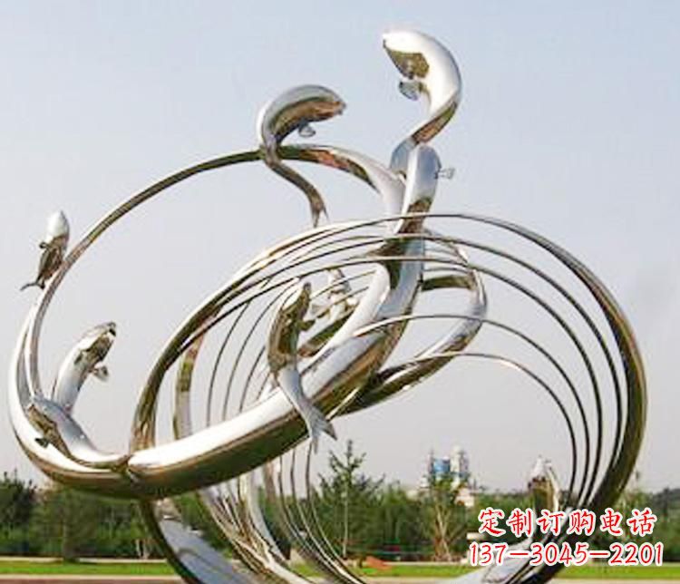 龙岩不锈钢海豚雕塑美丽而又神秘