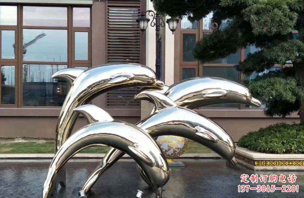 龙岩不锈钢海豚跳跃雕塑精美绝伦