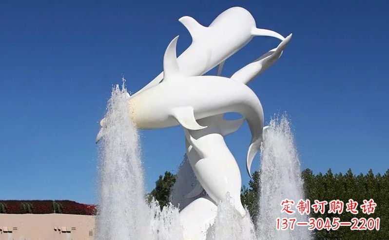 龙岩不锈钢海豚喷泉雕塑传递海豚的美丽
