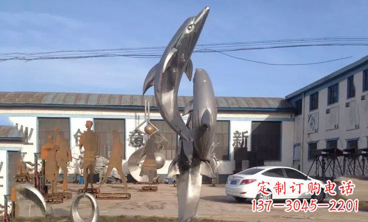龙岩不锈钢海豚嬉戏雕塑精美的艺术视觉
