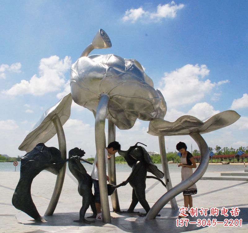 龙岩荷花之美——不锈钢荷花广场雕塑
