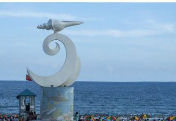 龙岩海浪与海螺雕塑的结合——不锈钢景区的美景