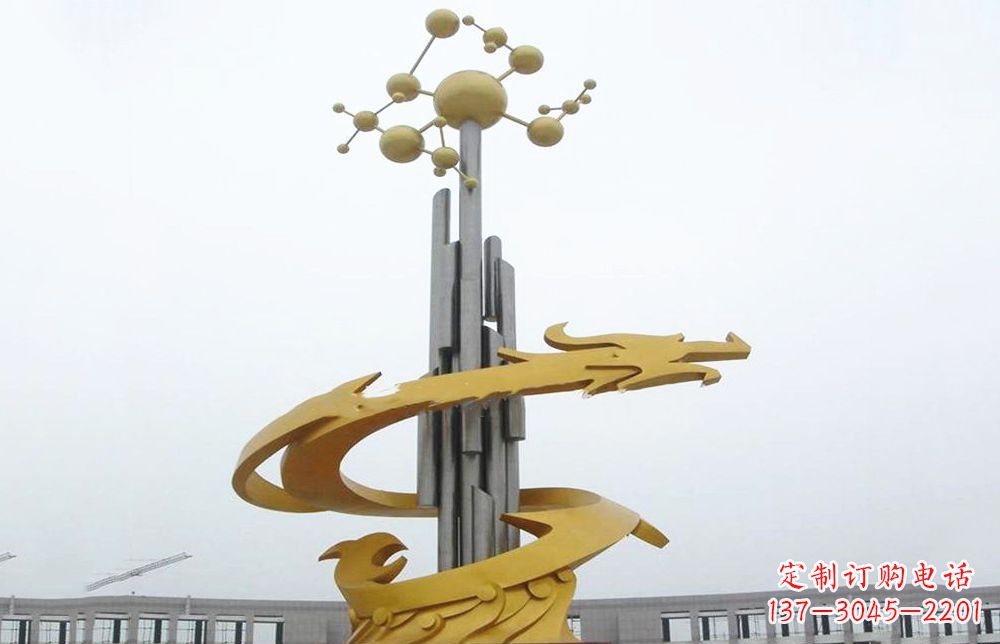 龙岩龙雕塑——点缀不锈钢城市景观