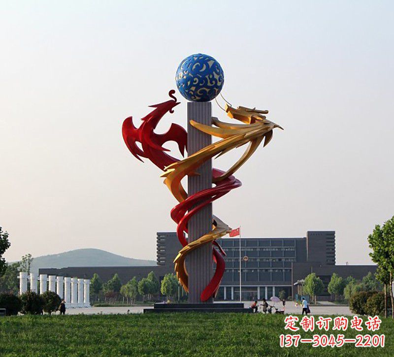 龙岩不锈钢龙凤雕塑神秘而又神奇