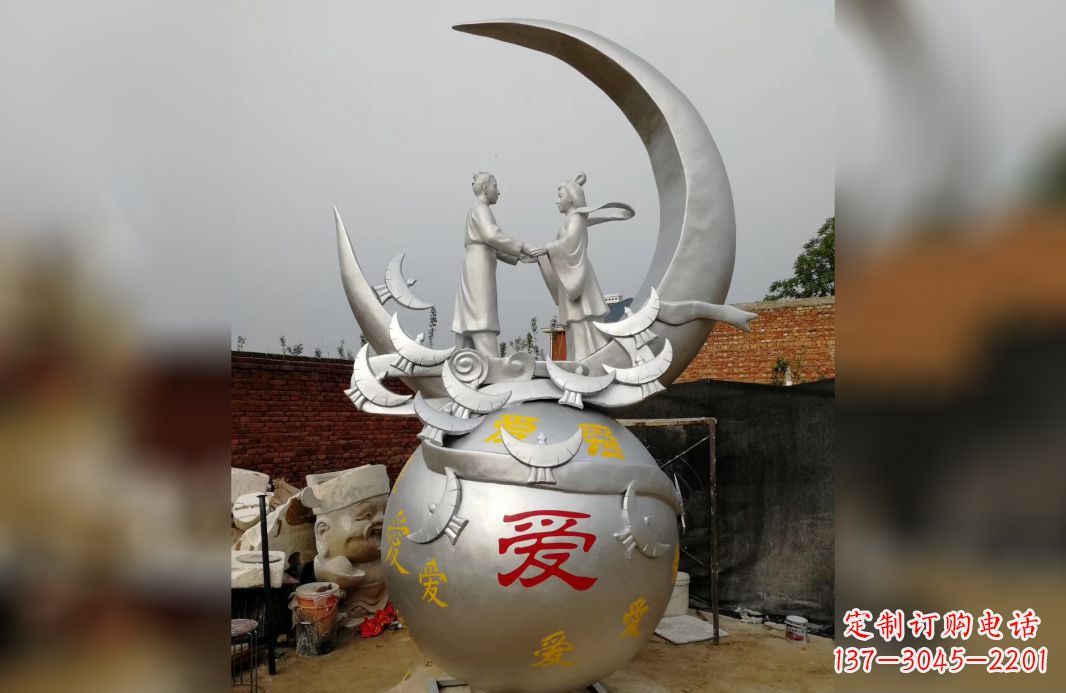 龙岩不锈钢牛郎织女雕塑爱情永存