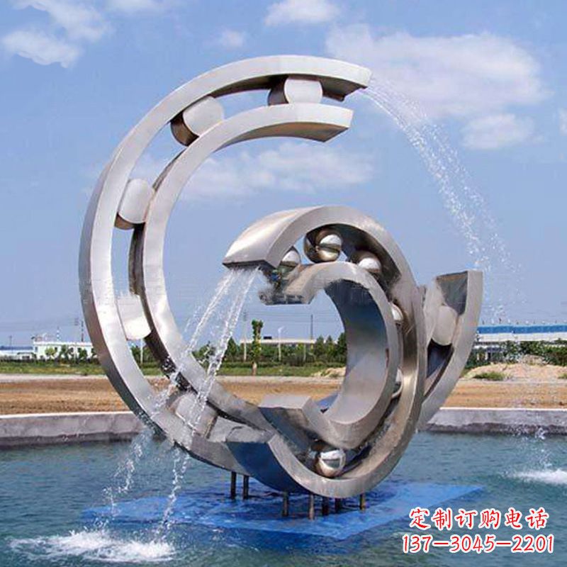 龙岩不锈钢喷水雕塑点缀园林水景的美