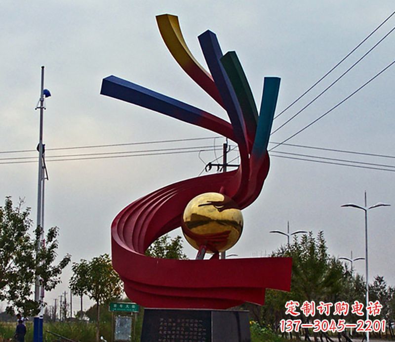 龙岩不锈钢飘带雕塑艺术与自然的完美结合
