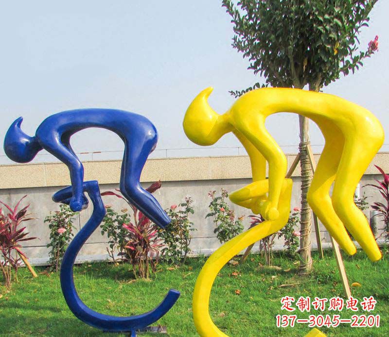 龙岩不锈钢骑自行车广场景观雕塑——给城市带来活力