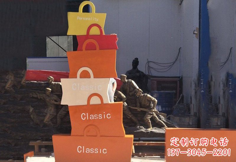 龙岩不锈钢购物袋雕塑