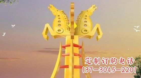 龙岩不锈钢双马雕塑雕塑艺术的精美之作