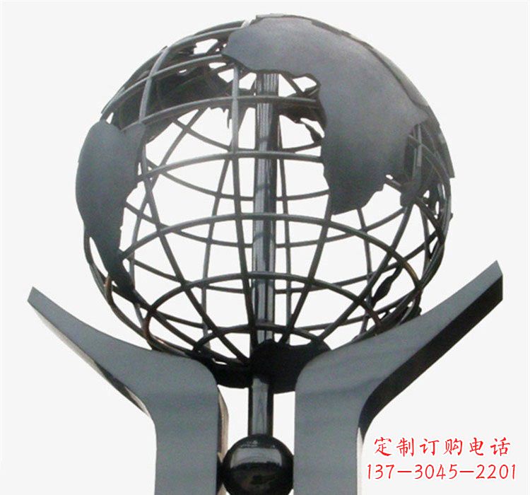 龙岩象征地球一体的不锈钢校园手托地球雕塑